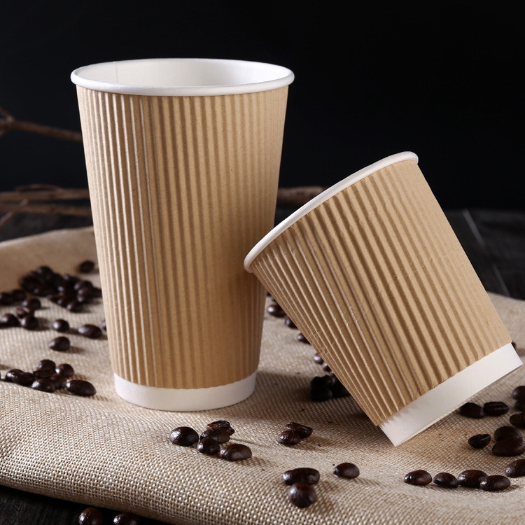 Paper Coffee Cups - Disposable Coffee Cups - Ripple Wall - Kraft - 12oz. -  500 Count Box