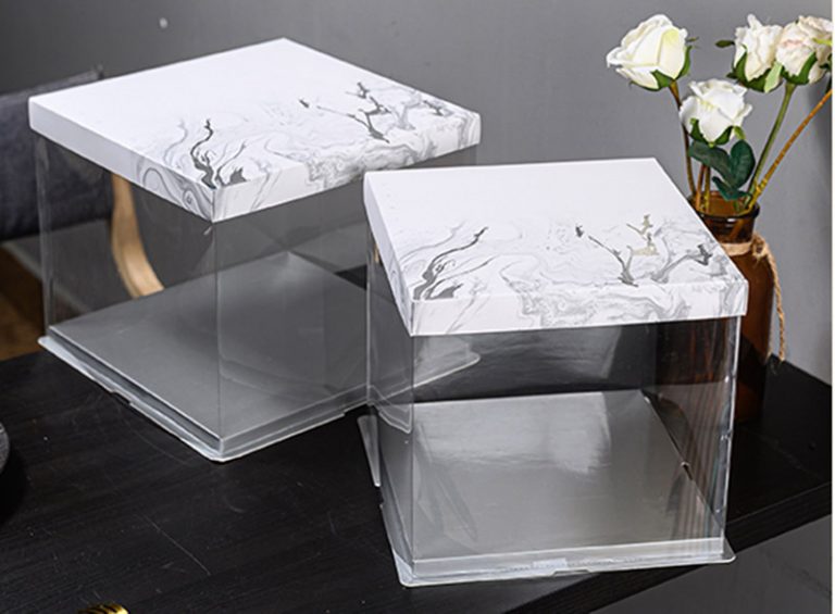 Beatiful pnk cake box, half clear cake box, wedding cake box | Cake box ...