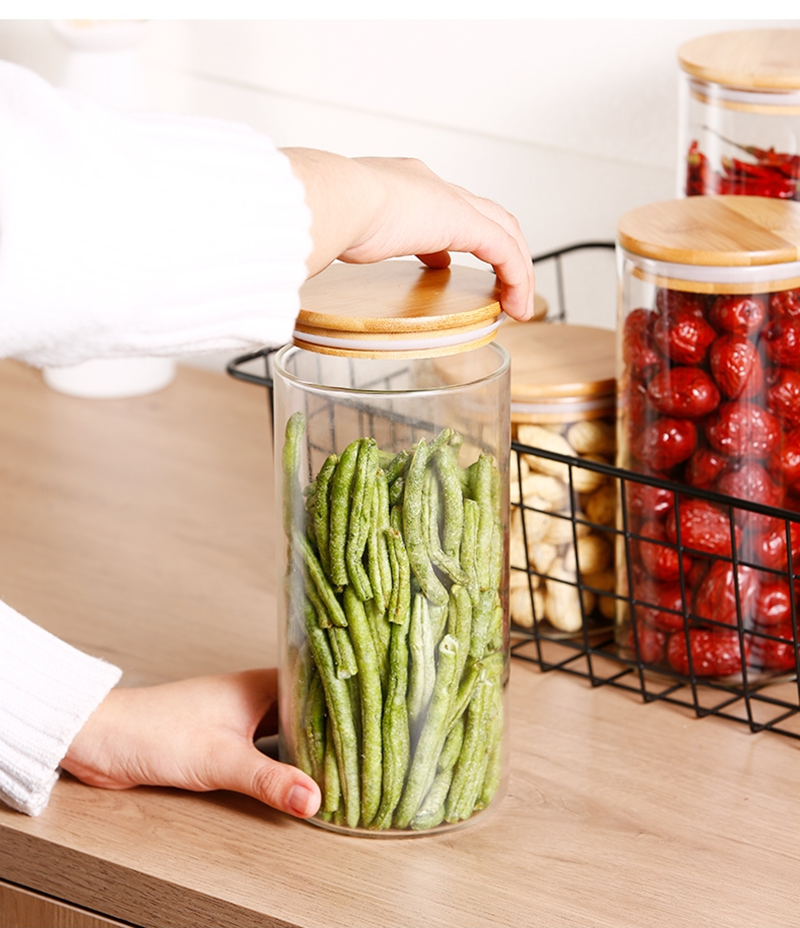 Personalized Kitchen Glass Food Storage Containers with Bamboo