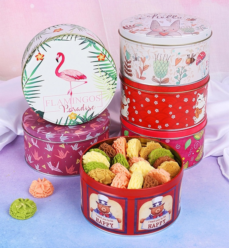 Round Cookie Tin Box  Tin boxes, Confectionery, Cookie tins